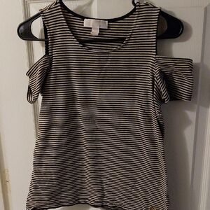 Michael Kors Striped Cold Shoulder Top